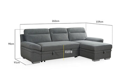 ASTRA Sofa Bed Reversible Chaise