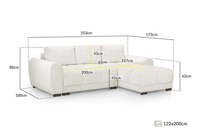 AZZURO Sofa Bed With Reversible Chaise